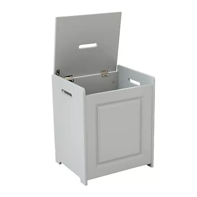Grey Wooden Ottoman Laundry Linen Storage Box Home Chest Trunk Hamper Clothes • £22