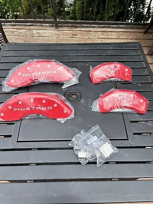 MGP Red Caliper Covers With Tri-Bar Pony Logo; Front And Rear Fits 2013 Mustang  • $400