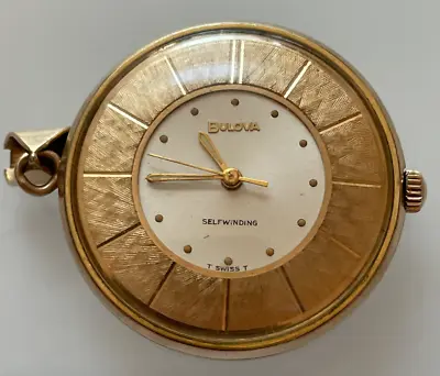 Vintage 1965 Bulova Pocket Watch Runs Ticks Gold Case M5 Swiss • $149.95