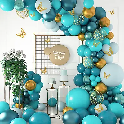 168PCS Teal Balloons Garland Arch Kit Double-Stuffed Dark Teal Blue Turquoise M • $18.38