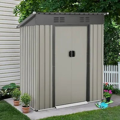 AECOJOY Outdoor Metal Storage Shed Tools Shed Storage Cabinet W/Sliding Door • $133.21