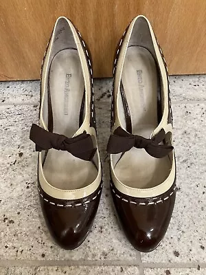 Enzo Angiolini Heels Size 8.5M Brown Bow EAGINNY Style • $11.61