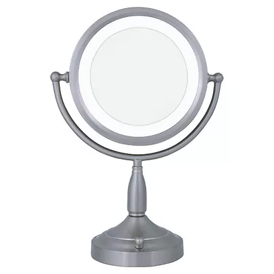 Zadro 8X / 1X Satin Nickel Lighted Round Vanity Mirror • $129.95