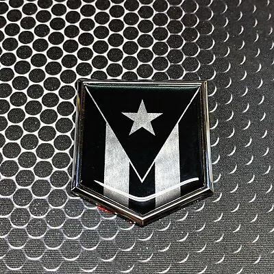 Puerto Rico Black Metallic Flag Domed CHROME Emblem Car 3D Sticker 2 X 2.25  • $11.99