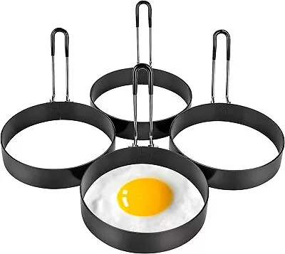 4 Pack Stainless Steel Egg Cooking Rings Crumpet Ring Mold Shaper For Muffins • $14.99