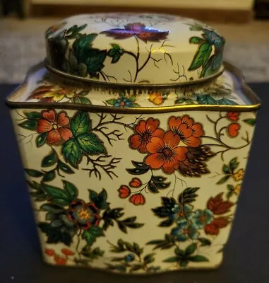 Floral Tea Tin Daher Long Island Vntg Canister Biscuits Cookies Made In England  • $13