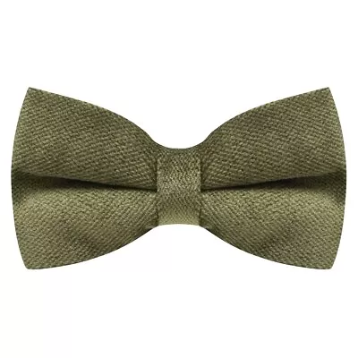 Luxury Olive Green Textured Velvet Bow Tie • $12.56