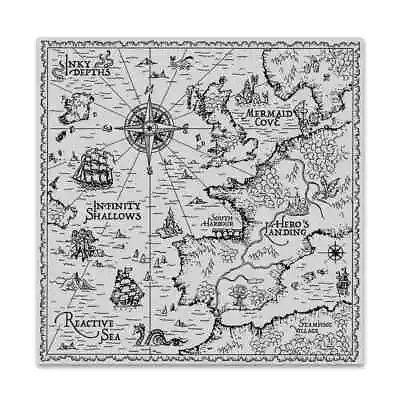 Hero Arts  ANTIQUE HERO MAP  Background Cling Bold Prints Stamp 6 X6  2022 • $12.95