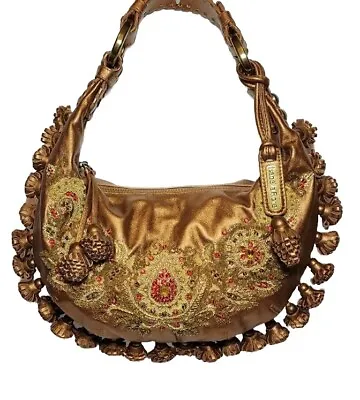 Isabella Fiore Sm Morgan India Dora Beaded Gold Embroidery Wedding Handbag $385 • $159