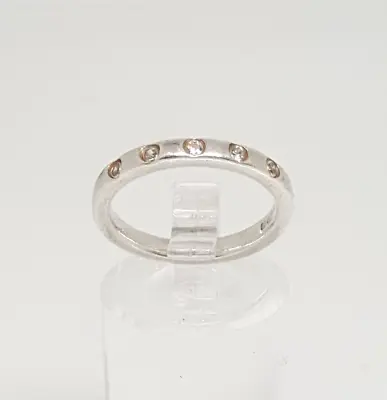 Fully Hallmarked White Stones Band Ring 925 Solid Silver Size L1/2~M #21153 • £28.49