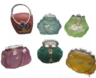 Vintage Victorian Handbag Christmas Ornament Lot Of Six Resin Multicolor  • $20