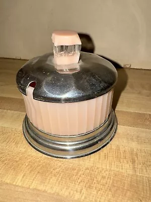 Vintage Art Deco Style Pink Glass & Chrome Jam Preserve Pot With Lucite Knob • $14.99