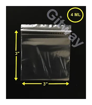 3  X 3  Reclosable Resealable Zip Top Lock Bag 3x3  Clear Plastic Bags FDA 4 MIL • $31.89