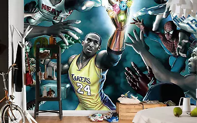 Basketball Sports Wallpaper Marvel Heroes Kids Room Art Wall Mural • $145