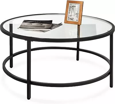 36in Modern Round Tempered Glass Accent Side Coffee Table For Living Room • $74.99