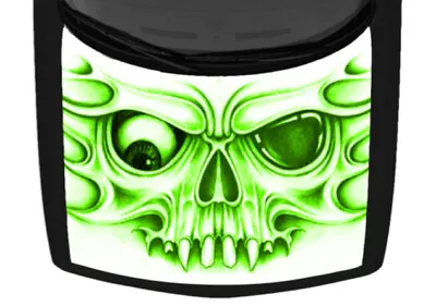 Green Flames Drawn Skull Tattoo Grunge Car Truck Graphic Vinyl Decal Hood Wrap • $104.36