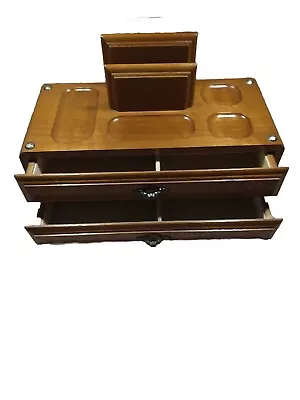 Vtg Men's Maple Wood Jewelry Box-Two DrawersTop StoragePhoneKeys-Gunter Mele • $39.98