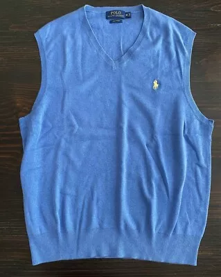 Polo Ralph Lauren Men’s Pima Cotton Blue V Neck Sweater Vest Size M Medium  • $24.99