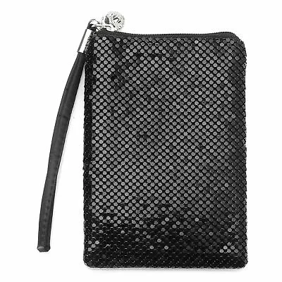 Versus By Versace Women's Slim Black Clutch Wristlet Wallet With Sequence  • $42.46