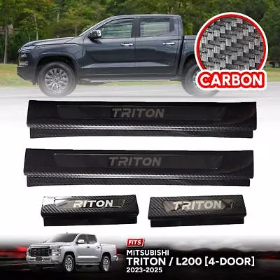 Scuff Plate Step Cover Carbon Chrome For Mitsubishi Triton L200 4-Door 2024-2025 • $73.53