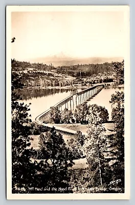 RPPC Hood River Interstate Bridge Oregon Beautiful Mt. Hood Sawyers VTG Postcard • $9