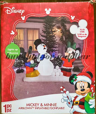 NEW*RARE*7.5 Ft Inflatable Mickey-Minnie Mouse Snowball Fight-Christmas-Airblown • $449.99