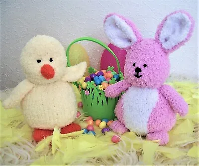 Easter KNITTING PATTERN Bunny Rabbit & Chick Toy Or Decoration Snowflake Chunky • £4