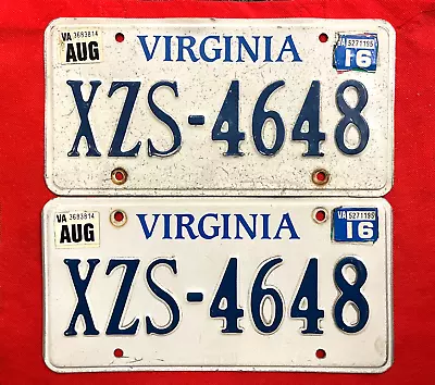 Virginia License Plate Pair XZS-4648 ... Expired / Crafts / Collect / Specialty • $5.95