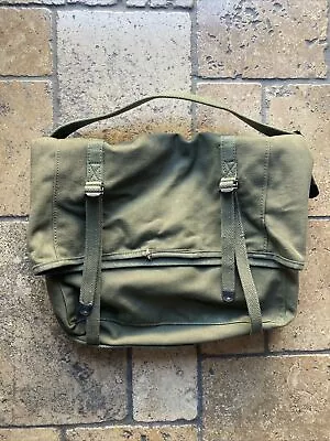 Vintage Army Green Canvas Bag Military Duffle Tote Medium • $24.99