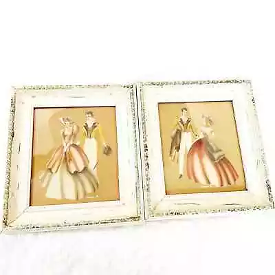 Vintage Framed Print By Turner 1940s Courting Couple Victorian Style Fashion • $40.48