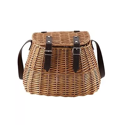 Fishing Creel Basket Wicker Picnic Basket Carrying Basket With Lid And Shoulder  • $54.75