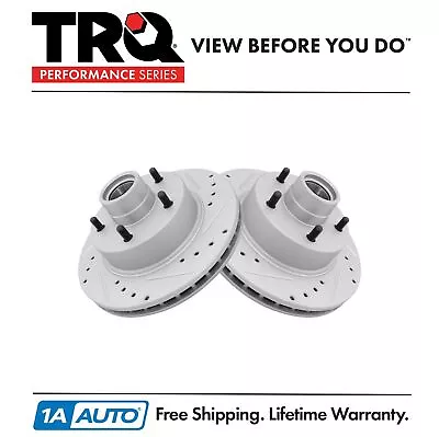 TRQ Front Performance Drilled Slotted G-Coated Disc Brake Rotor Pair New • $144.95