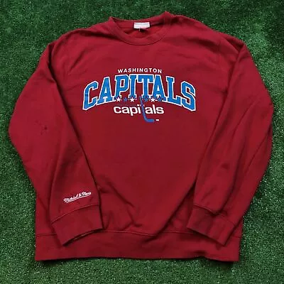 Mitchell & Ness Sweatshirt Adult Large Red Washington Capitals Sweater Sports  * • £20.48