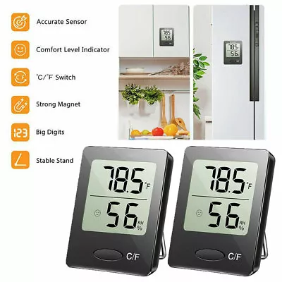 $13.95 • Buy 2x Digital Room Thermometer Indoor Hygrometer Temperature Humidity Meter Clocks