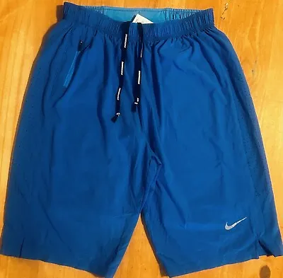 Nike Dri-Fit Men's Blue Running/ Fitness Shorts Size UK Medium. Zip Pockets • £14.99