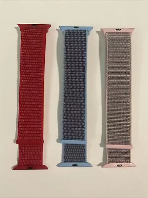 3 Woven Nylon Watch Bands Straps For Apple 42/44mm New Red Blue Pink Lot • $6.99