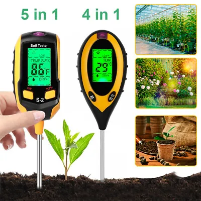 5in1 LCD Soil PH Tester Water Moisture Light Test Meter For Garden Plant Seeding • $8.99