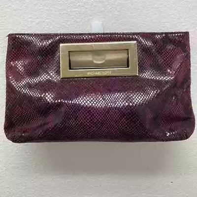 Michael Kors Python Clutch Snake Skin Embossed Clutch Bag Purple-black. • $50