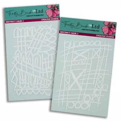 New Thirsty Brush & Co Abstract Mask 2 & 3 X2 Creative Stencils • £11.99