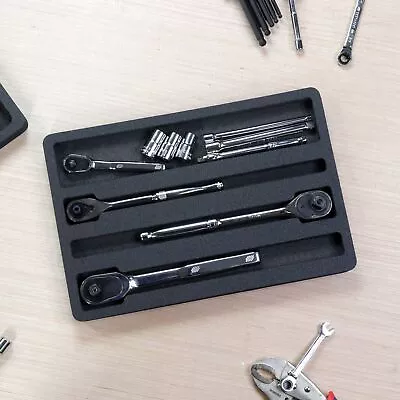 Tool Drawer Organizer 15x10 Ratchet Socket Wrench Holder Insert Black Foam Tray • $21.98