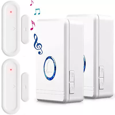 Wireless Door Open Chime 5 Volume Levels Nightlight 2 Magnetic Sensor 2 Receiver • $36.99