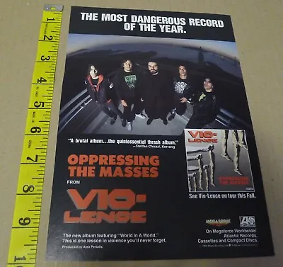 VIO-LENCE Oppressing The Masses PRINT AD Thrash Metal 1990 Bay Area • $10