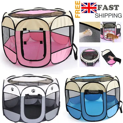 £11.90 • Buy Large Pet Play Pen Puppy Dog Cat Cage Durable Fabric Foldable Travel Pop Up Tent