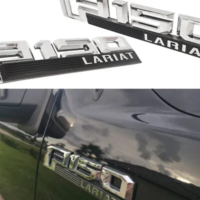 Fender Side Raised Badge For F-150 Lariat Emblem Nameplate Chrome Black  Set • $22.89