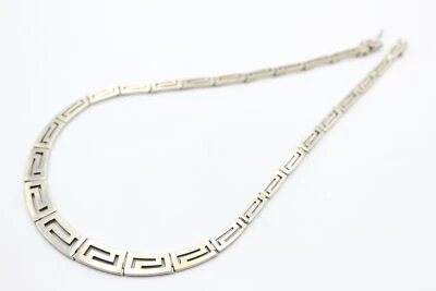 £21 • Buy .925 Sterling Silver (30g) Graduated Greek Key NECKLACE