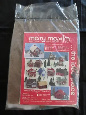 Vtg. Mary Maxim MUSICAL NEEDLEPOINT VILLAGE #77412 TRAIN STATION Sealed KIT • $15