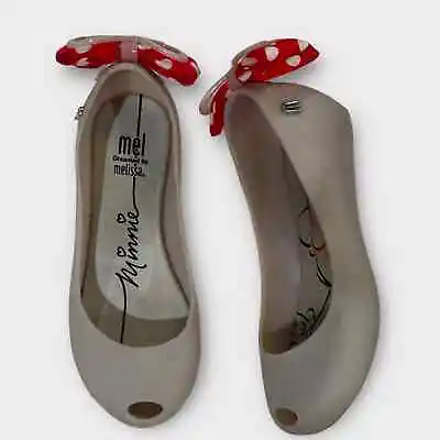 Mel By Melissa Minnie Mouse Hidden Wedge Peep Toe Ballet Flats Sz 12 • $29