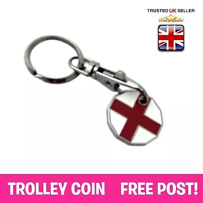 £1.69 • Buy ENGLAND St George Shop Trolley £1 Pound Coin Token Locker Fob Keyring Key Ring