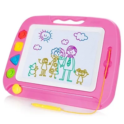 Large Magnetic Drawing Board -  Pink Colour  42×33cm Doodle Pad With 4 Stamps • £9.99