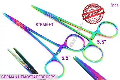 2pcs German Stainless Straight Hemostat Forceps 5.5  Mosquito Multi-colored • $11.03